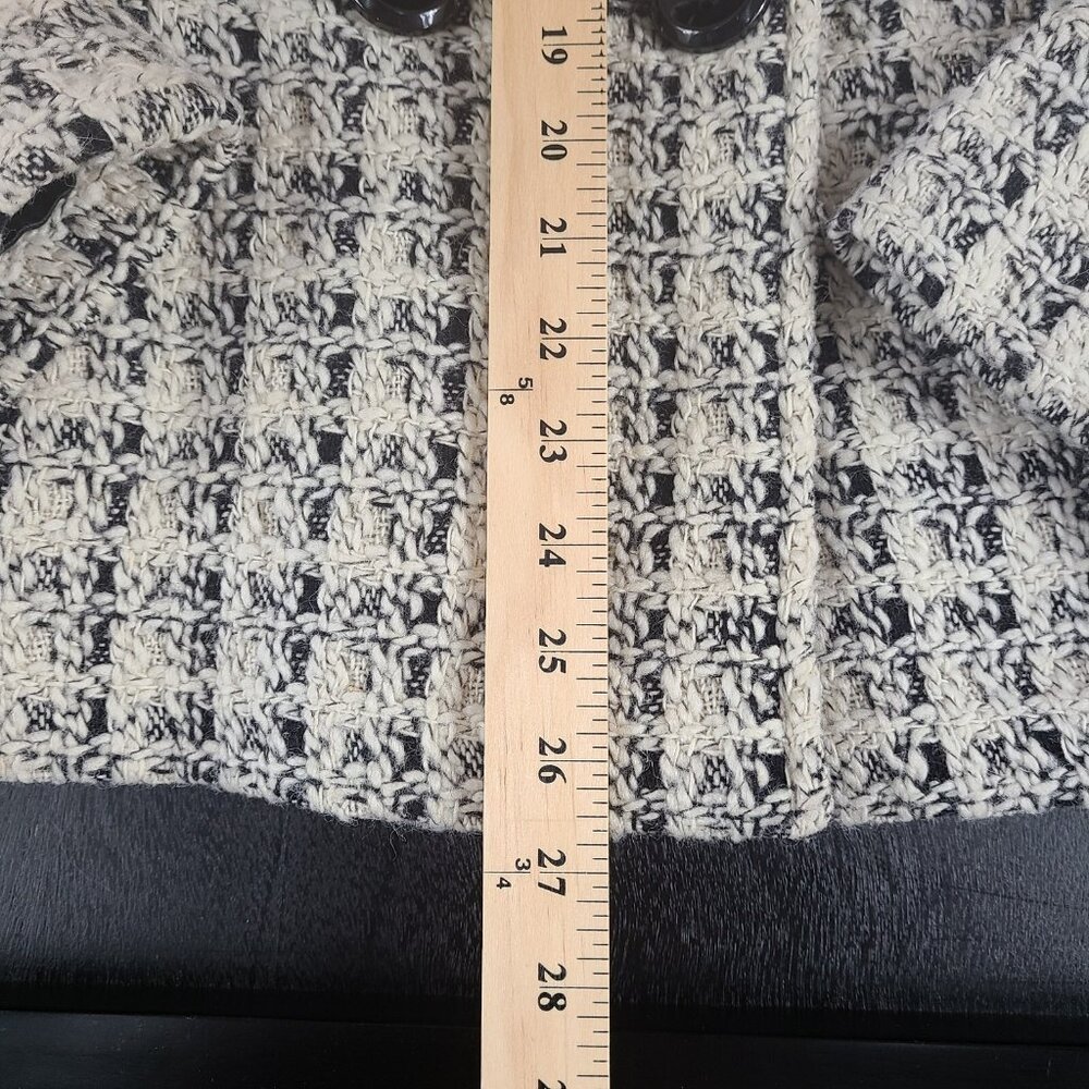Via Spiga Wool Blend Mid Length Lined Belt Black/Cream Coat Jacket Women's Large - Picture 10 of 16